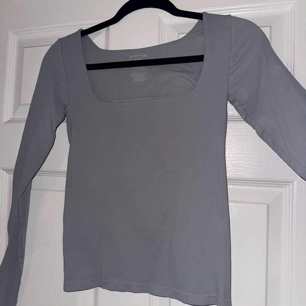 Free People Clean Lines Long Sleeve Gray Top